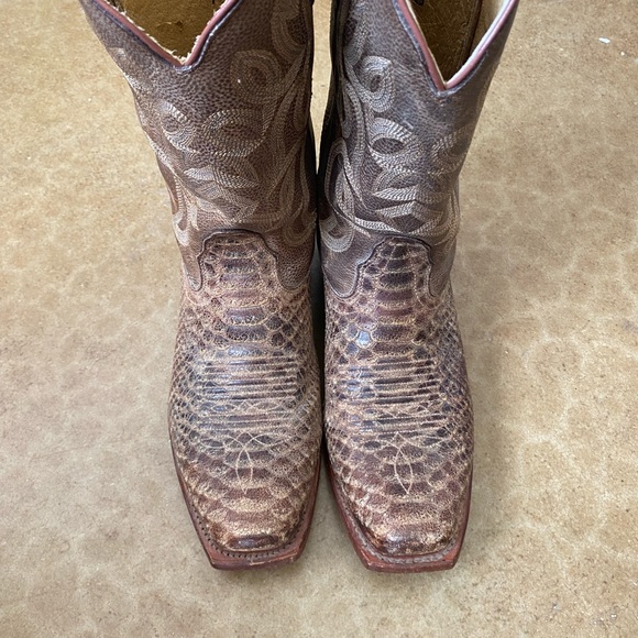 Nocona Leather Boots Bluebonnet Snake Print Old West Boot Sz 7.5B - Picture 5 of 11